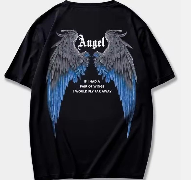 Tshirt tee over size style angel black modern