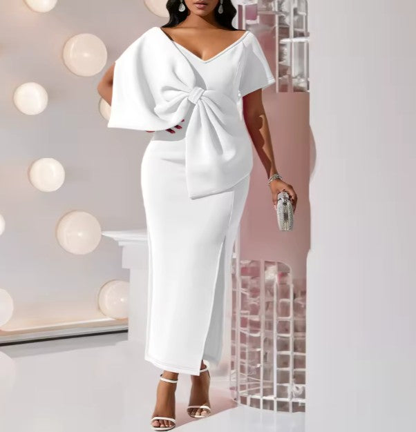 Elegant dress for ladies party pink and white
