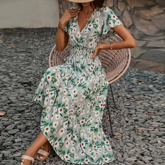 Classy dress fresh style women with flowers
