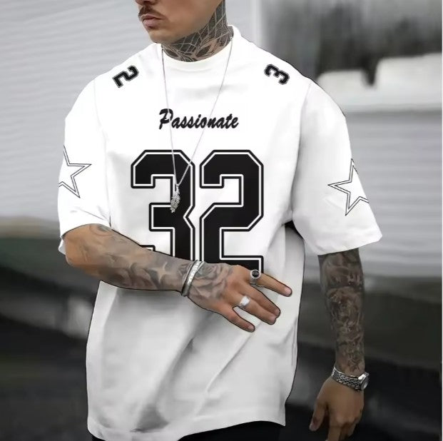 Tshirt for men basketball style with number trend white