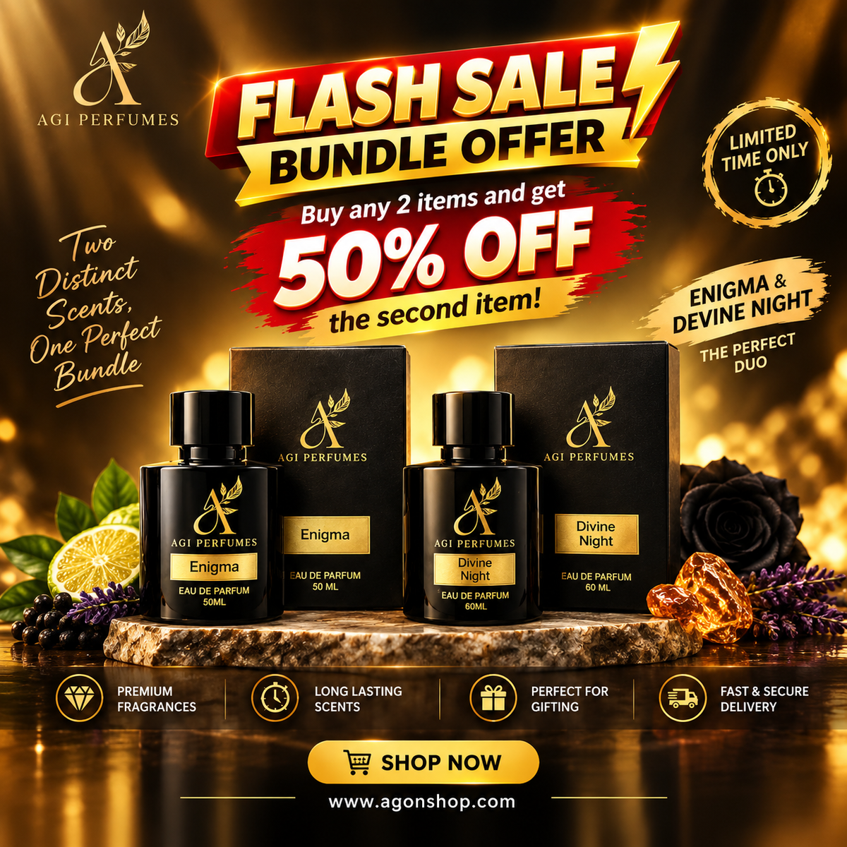 Bundle Buy 2 items and receive 50% off the second one