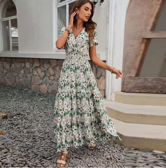 Classy dress fresh style women with flowers